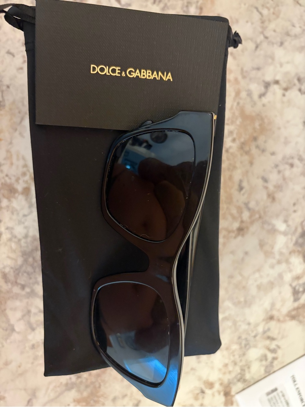 Dolce & Gabbana Black Oversized Cat-Eye Sunglasses with original box